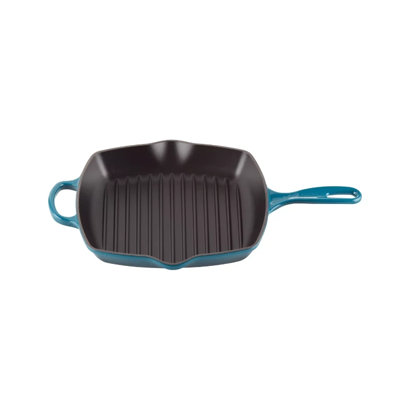 Le Creuset valurautainen neliömäinen grillipannu 26x26 cm sininen