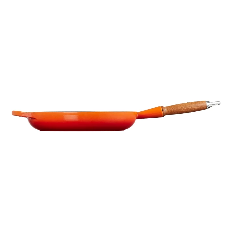 Le Creuset valurautainen paistinpannu puukahvalla 28 cm volcanic oranssi