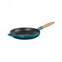 LE CREUSET valurautapannu puukahvalla Ø28 cm sininen