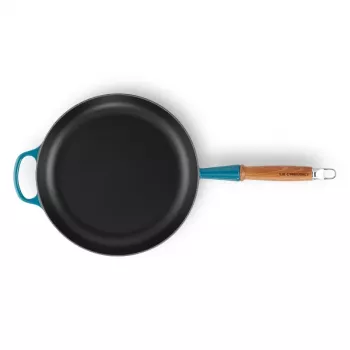 LE CREUSET valurautapannu puukahvalla Ø28 cm sininen