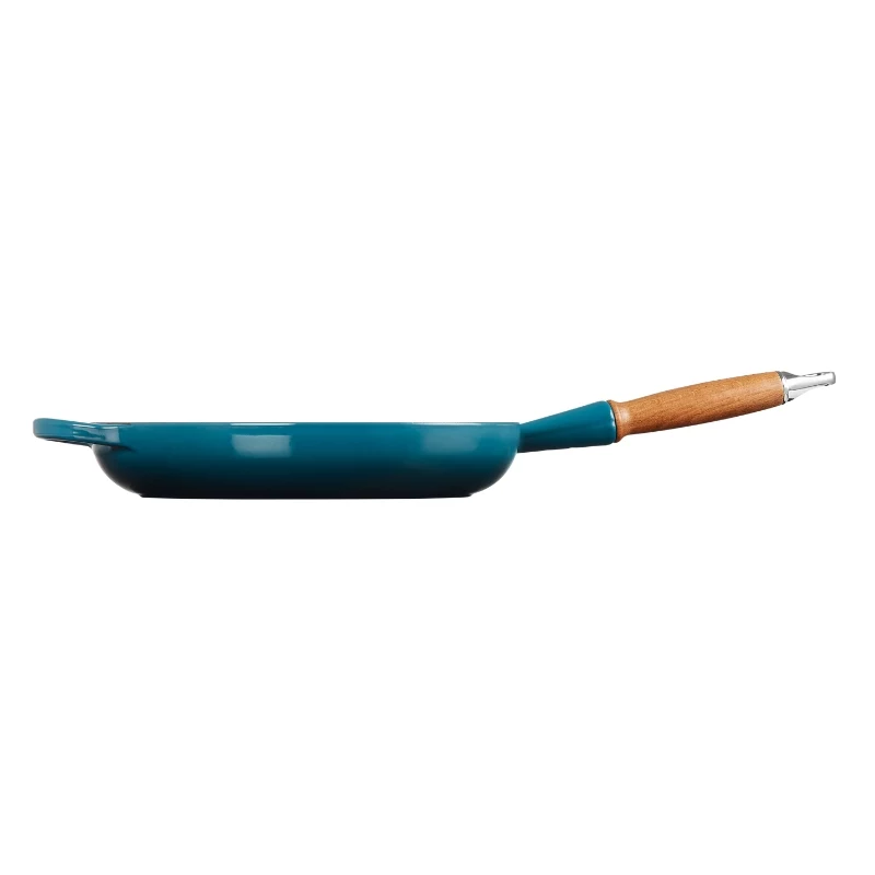 LE CREUSET valurautapannu puukahvalla Ø28 cm sininen
