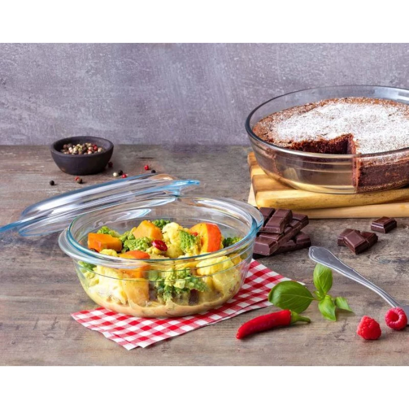 Pyrex Essentials 3L pyöreä lasisäilytysastia kannella, borosilikaattilasi, Ø22 cm