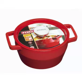 Pyrex valurautainen pyöreä uunivuoka 2,2L Ø20cm punainen
