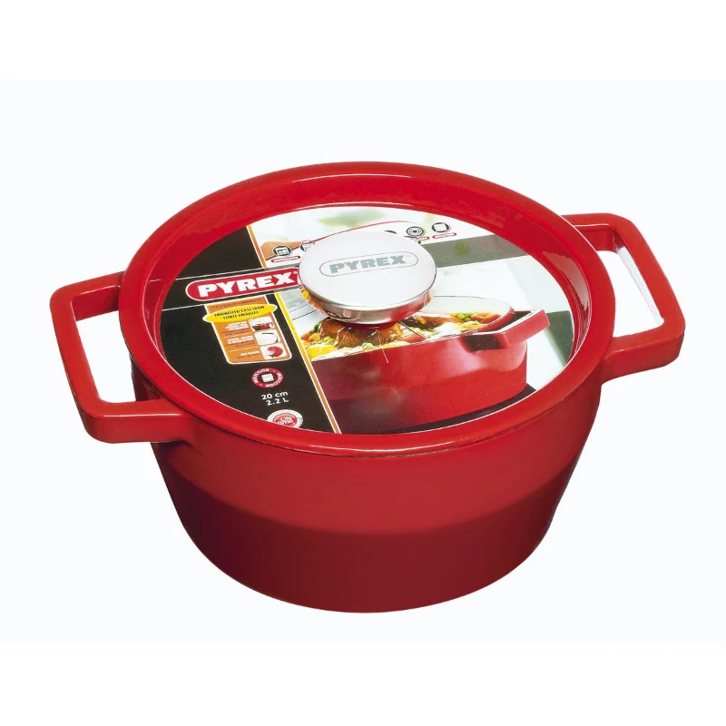 Pyrex valurautainen pyöreä uunivuoka 2,2L Ø20cm punainen