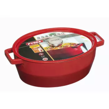 Pyrex valurautainen uunivuoka soikea 5,8L punainen 33x25cm