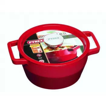 Pyrex valurautakattila 3,6L pyöreä Ø24cm punainen