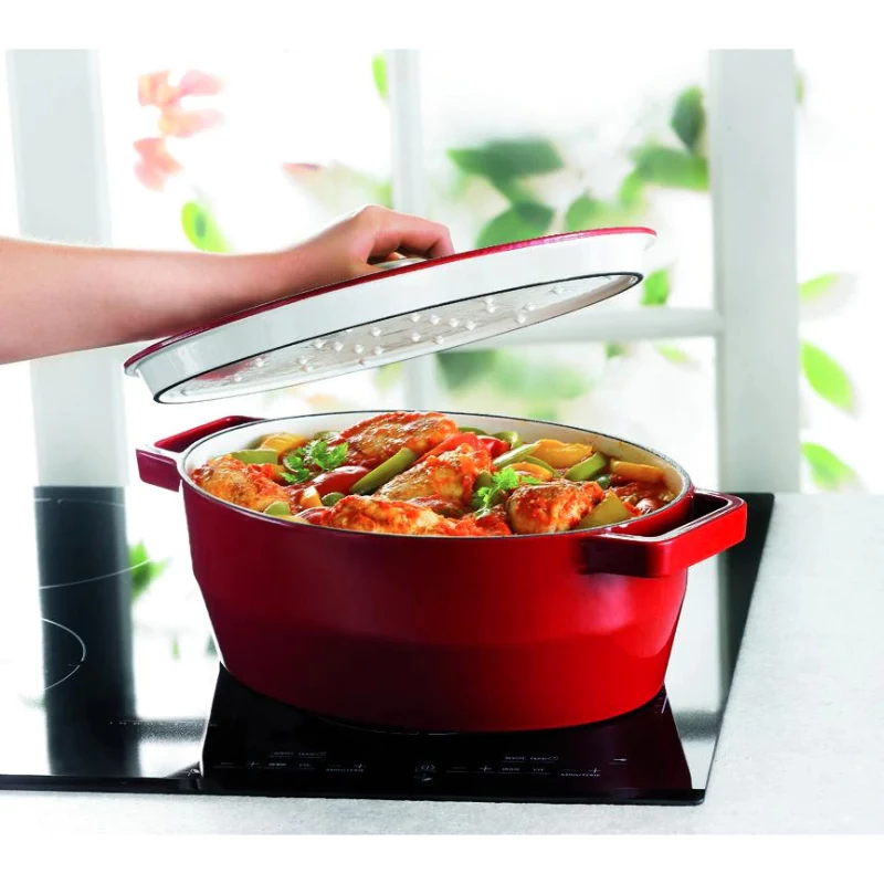 Pyrex valurautainen uunivuoka soikea 3,8L punainen 29x21cm