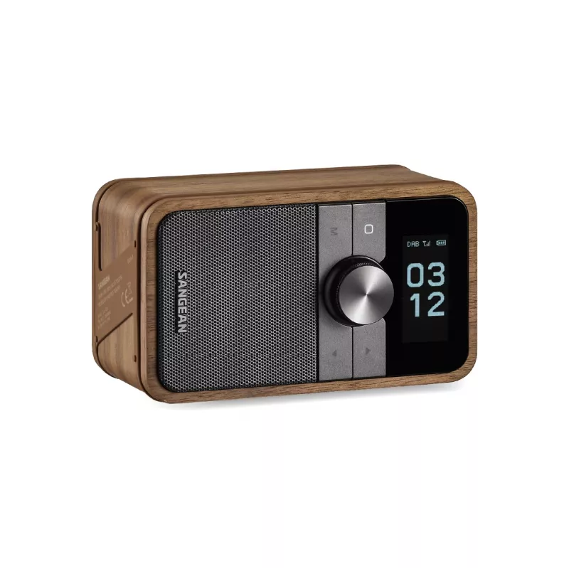 Sangean DDR-8 kannettava DAB+ -radio aidolla pähkinäpuuviilulla