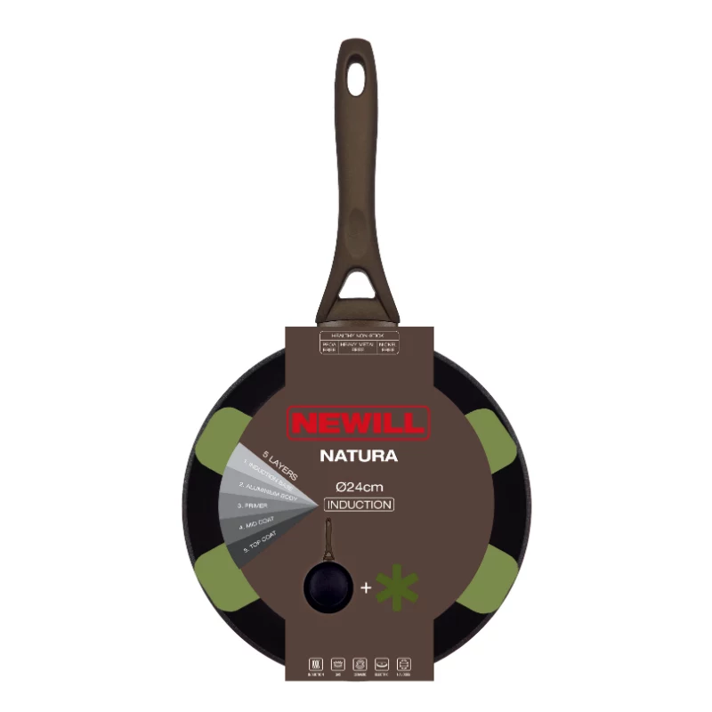 NEWILL Natura 24 cm induktiokasari suojareunalla, ruskea