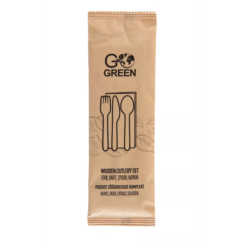 GOGREEN kompostoitava piknikastiasetti 4 henkilölle, 24 osaa, kasvipohjainen, luonnonvalkoinen