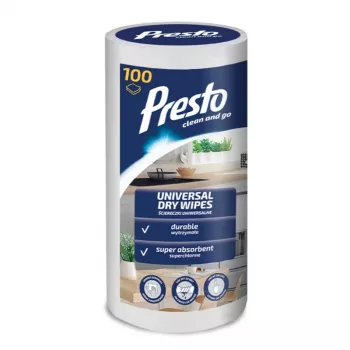 PRESTO yleiskosteuspyyhkeet rullassa, 100 kpl