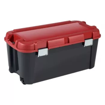KETER DIY-laatikko kannella Totem 80L 79,5x39,5x37,1cm musta/punainen