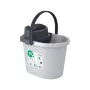 ECO EGO soikea ämpäri ja matala painonappi-puristin, 10 L, harmaa/vihreä, polypropeeni