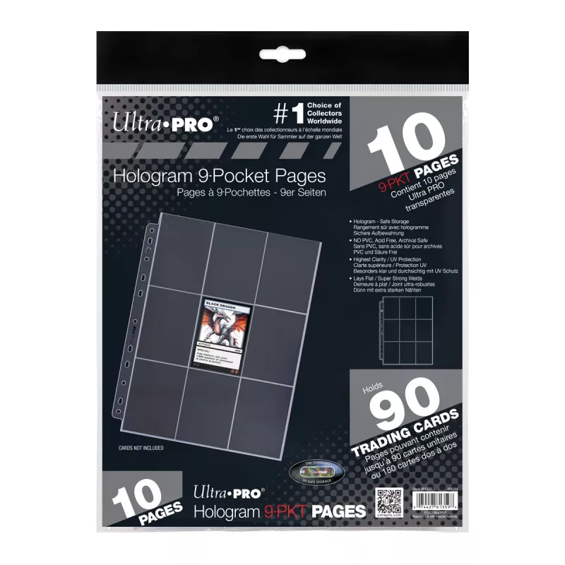 Ultra Pro 9-Pocket Trading Card -sivut hologrammisinetillä, 10 kpl:n pakkaus