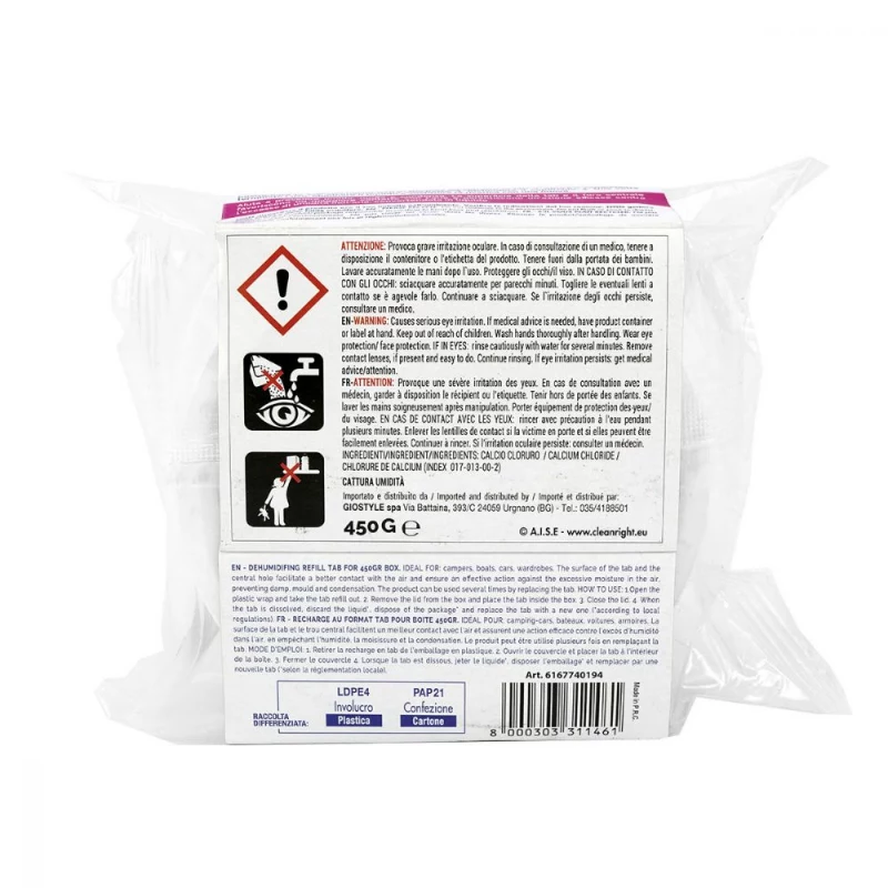 ORDINETT kosteudenpoistaja täyttötabletti 450 g neutraali tuoksu
