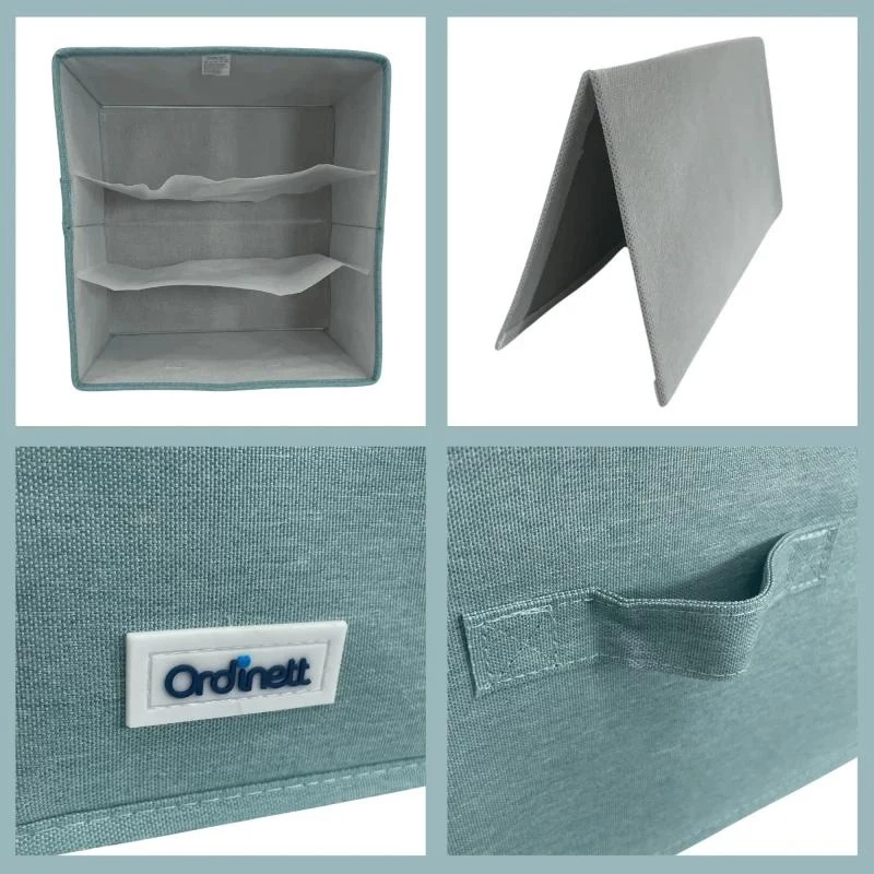 ORDINETT Box Cube 29x29x18,5 cm säilytyslaatikko kannella mintunvihreä