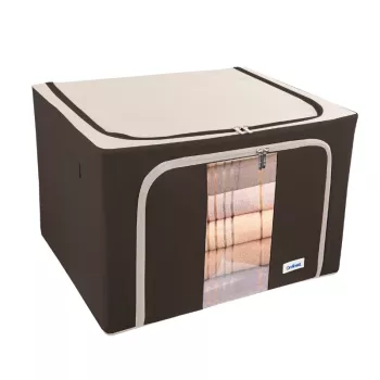 ORDINETT kangaslaatikko L 50x40x32 cm lajiteltu – taitettava säilytyslaatikko kannella ja kahvoilla, 64 l