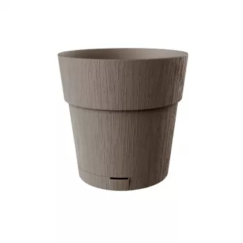 STEFANPLAST Ethica kukkaruukku ja aluslautanen, 25x25 cm, ruskea, 8,5 L, kierrätysmuovi