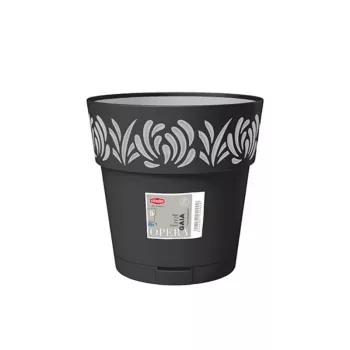 STEFANPLAST Gaia kukkaruukku ja aluslautanen Ø25x25cm musta
