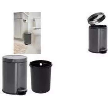Rubbermaid poljinjäteastia, pyöreä, 6 litraa, tummanharmaa ruostumaton teräs irrotettavalla muovisella sisäastialla 2179250