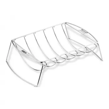 Weber Original Rib Rack 5 kylkiluiden ritilälle, pinnoitettu teräs, hopea, 434,3 x 266,7 x 111,8 mm, yhteensopiva Q 200/2000 ja suurempien kaasugrillien kanssa, Spirit, Genesis, Summit, Smokey Mountain Cooker 47cm+ 6469