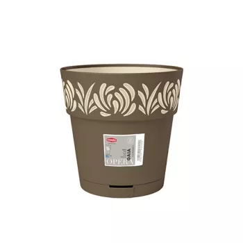 STEFANPLAST Gaia pyöreä kukkaruukku aluslautasella, ruskea, Ø25 x 25 cm