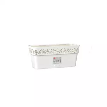STEFANPLAST kukkalaatikko aluslautasella Gaia 30x13x12 cm valkoinen