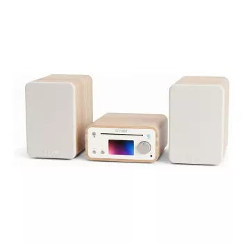 Pure Classic stereo-mini-hifi-järjestelmä DAB+/FM, Bluetooth, CD, USB valkoinen/tammi