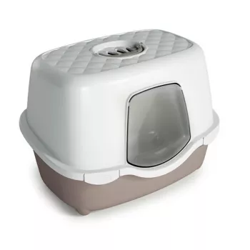 STEFANPLAST kissanvessa Tres Chic Indoor -suodattimella, 56x39x39 cm, valkoinen/vaaleanharmaa