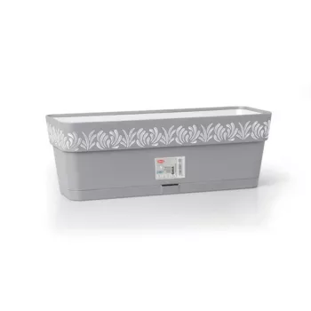 STEFANPLAST kukkalaatikko aluslautasella Gaia 50x18x17 cm harmaa