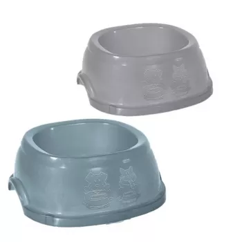 STEFANPLAST Break 4 ruokakuppi lemmikeille, 2L, 28x28x10 cm, liukumaton, värilajitelma harmaa/sininen
