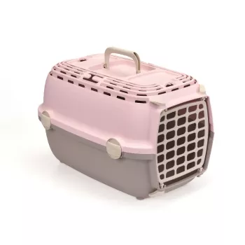 STEFANPLAST kuljetuslaatikko Horizon 1 muoviluukulla 48x32x30cm vaaleanpunainen/harmaa