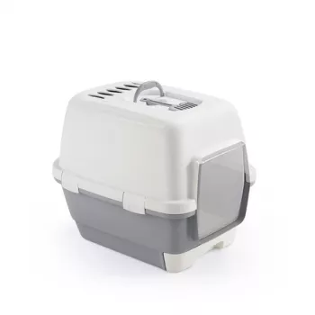 STEFANPLAST Cathy Clever & Smart kissanvessa hupulla, valkoinen/harmaa, 58x45x48 cm