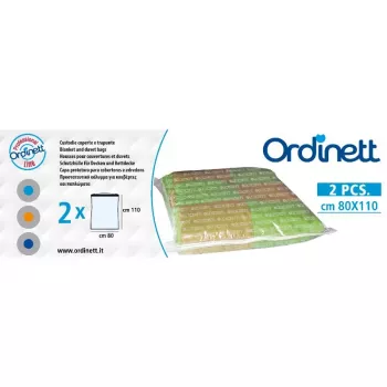 ORDINETT muoviset peitepussit 2 kpl 80x110cm tyhjiösäilytyspussit kaksoisvetoketjulla ja yleisventtiilillä