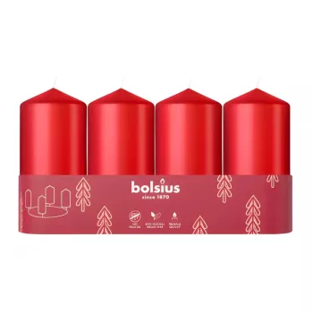 BOLSIUS kynttilä sylinteri 4 kpl Ø100x48 mm punainen