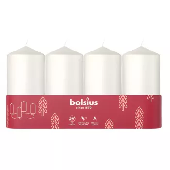 BOLSIUS kynttilä sylinteri 4 kpl Ø100x48mm valkoinen
