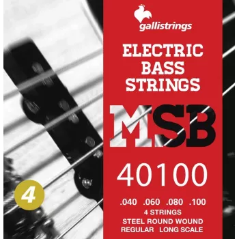 Galli MSB-40100 S Super Bright Bass Guitar Strings - 4-String Set, Nickel Plated Steel, Roundwound, .040-.100, Long Scale