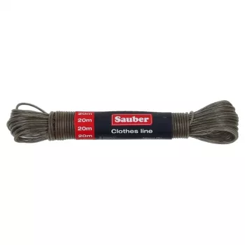 SAUBER 20 m pyykkinaru terässydämellä ja PVC-pinnoitteella, valkoinen