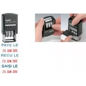 Trodat Printy Dater 4850L PAYÉ LE (FR) itsestään värjäytyvä päiväysleima, ranska, 24 x 24 mm, musta 4850/L2