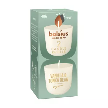 BOLSIUS Clean Light vaihtokynttilät 2 kpl vanilja & tonkapapu