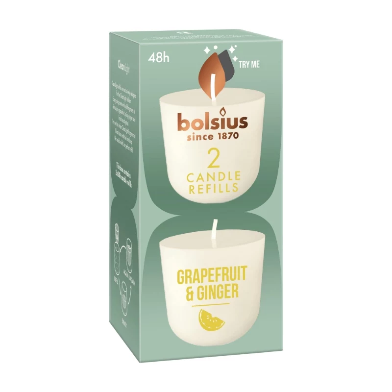 BOLSIUS Clean Light vaihtokynttilät 2 kpl vanilja & tonkapapu