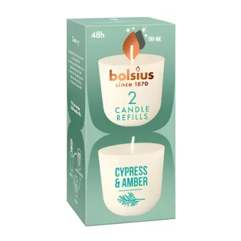 Bolsius CleanLight vaihtokynttilät 2 kpl sypressi & amber