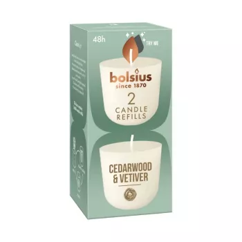 BOLSIUS Clean Light täyttökynttilät 2 kpl setri & vetiver