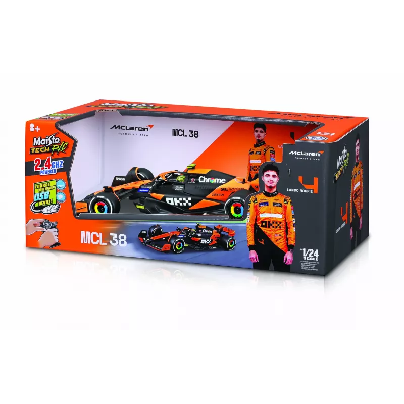 MaistoTech 582359N F1 McLaren MCL38 ´24 Miami Version #4 Norris 1:24 RC-aloittelijan mallirauto, sähkökäyttöinen kilpa-auto