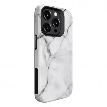 Evelatus Armor kuori Apple iPhone 15 Pro -puhelimeen – TPU+PC hybridi, marmori valkoinen Custom Print