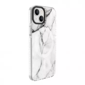 Evelatus Apple iPhone 15 PC+TPU kuori MagSafe-yhteensopiva marmori valkoinen