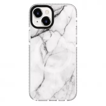 Evelatus Apple iPhone 15 PC+TPU kuori MagSafe-yhteensopiva marmori valkoinen