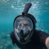 LEAN TOYS kokonaamari snorkkelimaski huurtumisenesto, musta L/XL