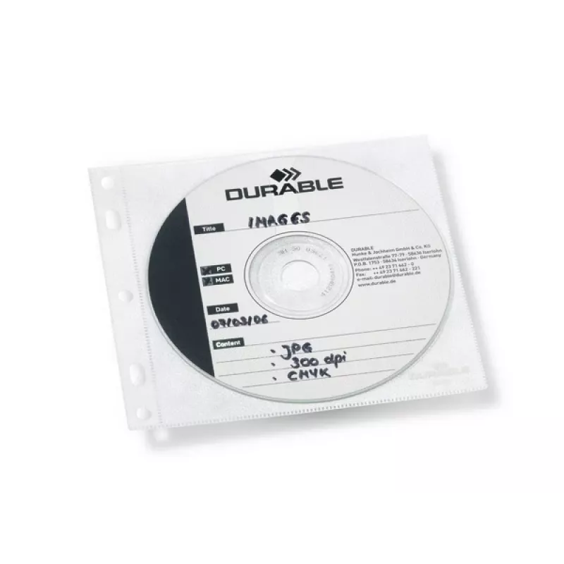 DURABLE 1 kpl CD-/DVD-kotelo Cover FILE rei'itettävä läpinäkyvä, 10 kpl