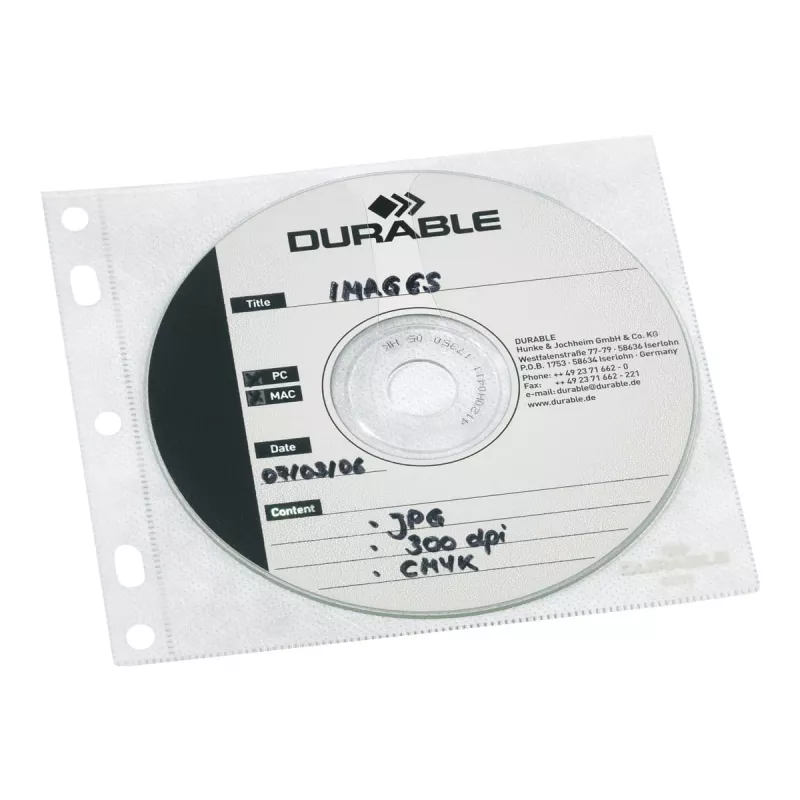 DURABLE 1 kpl CD-/DVD-kotelo Cover FILE rei'itettävä läpinäkyvä, 10 kpl